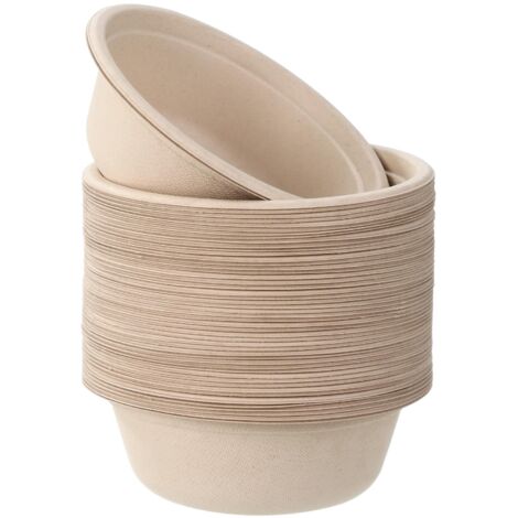 Vaisselle 500ML, Résistant et Solide, Vaisselle Canne à Sucre, Assiettes, Bols Salade, Bols Carton pour Usage Quotidien et Dehors Party (500ML) (1/5)