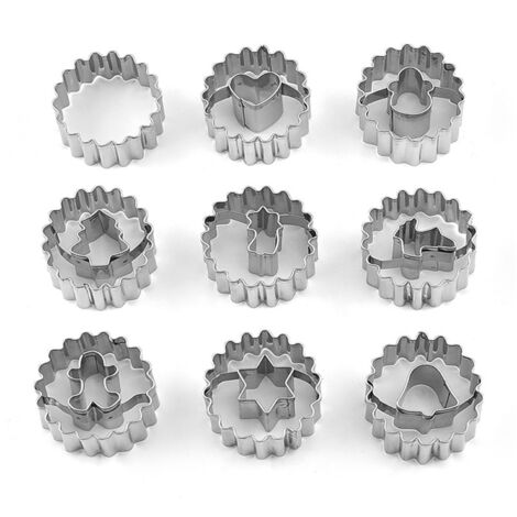 ensemble d'emporte-pièces de Noël 9ensemble de pièces -Acier inoxydable -Les passionnés de pâtisserie (1/5)