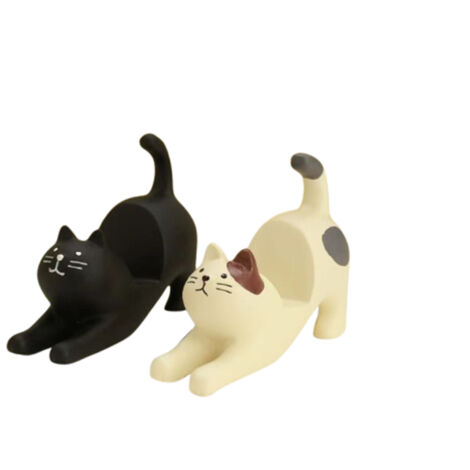 Support de téléphone de bureau extensible et créatif en forme de chat, chat noir et blanc - ornement de support universel. (1/5)