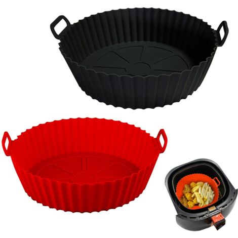 Lot de 2 plaques de cuisson pour friteuse à air - réutilisables -matériau en silicone -Base surélevée (1/5)