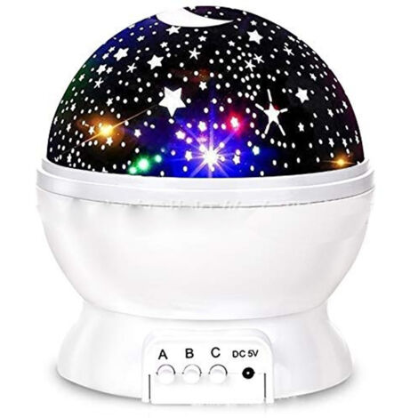 Veilleuse à projection de ciel étoilé pour chambre d'enfant, blanche,Avec fonction minuterie et rotation (1/5)