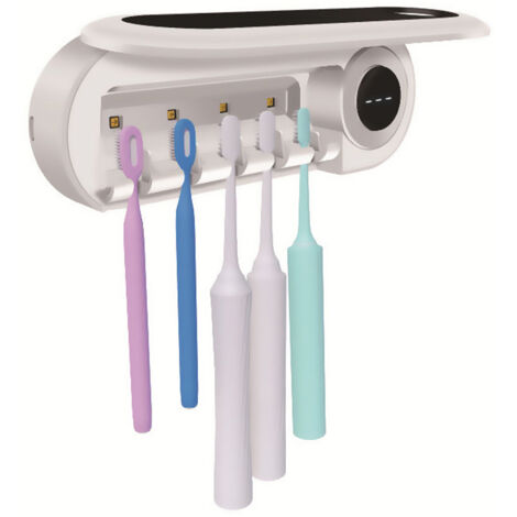 Porte-brosse à dents stérilisant5Il est doté d'un porte-brosse à dents, d'une fonction minuterie, d'une fixation murale sans fil (1/5)