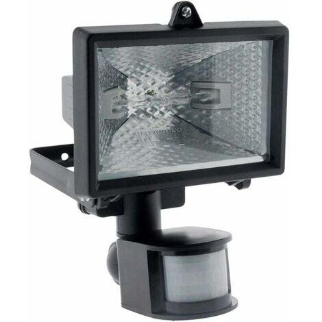 Lampe halogène noire avec détecteur de mouvement - IP44 CE (1/5)
