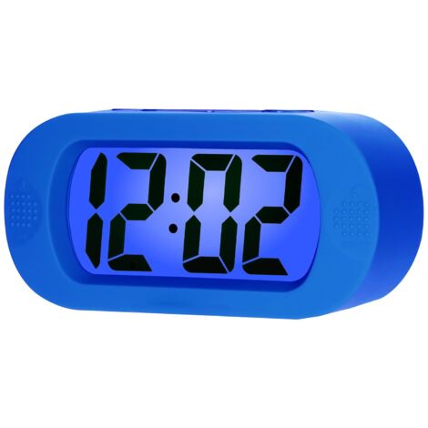 Réveil électronique pour enfants - avec fonction snooze et veilleuse–écran LCD –Coque en silicone antichoc - bleue (1/5)