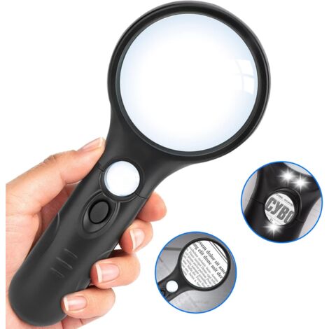 Loupe avec lumière3doublé45Grossissement, équipé de3individudirigélampe légère et portable (1/5)