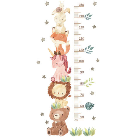 Tableau de mesure de la taille des enfants, tableau de mesure de la taille des animaux de la jungle (1/5)