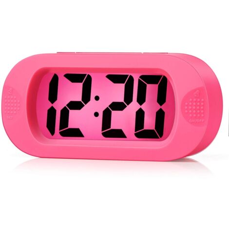 Réveil électronique pour enfants avec grand écran LCD –Coque en silicone –rose (1/5)
