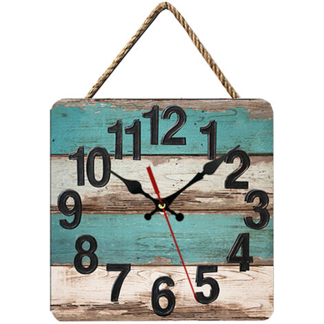 Horloge nordique carrée de 10 pouces—Horloge murale en bois - idéale comme cadeau (1/5)