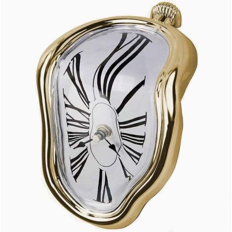 Horloge murale torsadée à effet fondant - Dorée - Cadeau amusant et créatif (1/5)