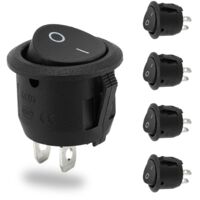 Lot de 5 Interrupteur Noir Rond Mini Bascule 12V Bouton On/Off 10A/125V 6A/250V Voiture Micro-Electronique
