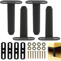 4 Pieds de Support de Lit Réglables en Hauteur 18-32 cm, Pieds de Lit Robustes en Acier, Installation Facile sans Perçage, Adaptés aux Cadres de Lit, Lattes Centrales et Sommier à Lattes, Noir