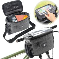 Sacoche Guidon Panier Velo 5L Sac Avant Sacoches de Guidon Vélo Multifonctionnel Écran Tactile Étanche à l'avant avec Motifs Réfléchissants pour Vélo de Route VTT Electrique