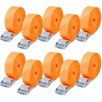 10 Packs Sangle d'Arrimage,25mm x 4 m Sangle de Serrage,Sangle Porte Velo avec Boucle de Fermeture,Selon DIN en 12195-2,adapté aux camionnettes,Motos,camions Marchandises liées(Orange)
