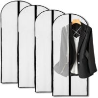 Housse Vetements à Suspendre 4 pièces Blanc Housse robe Longue 120x60cm pour Manteau,Robes,Robe de soirée,Costume