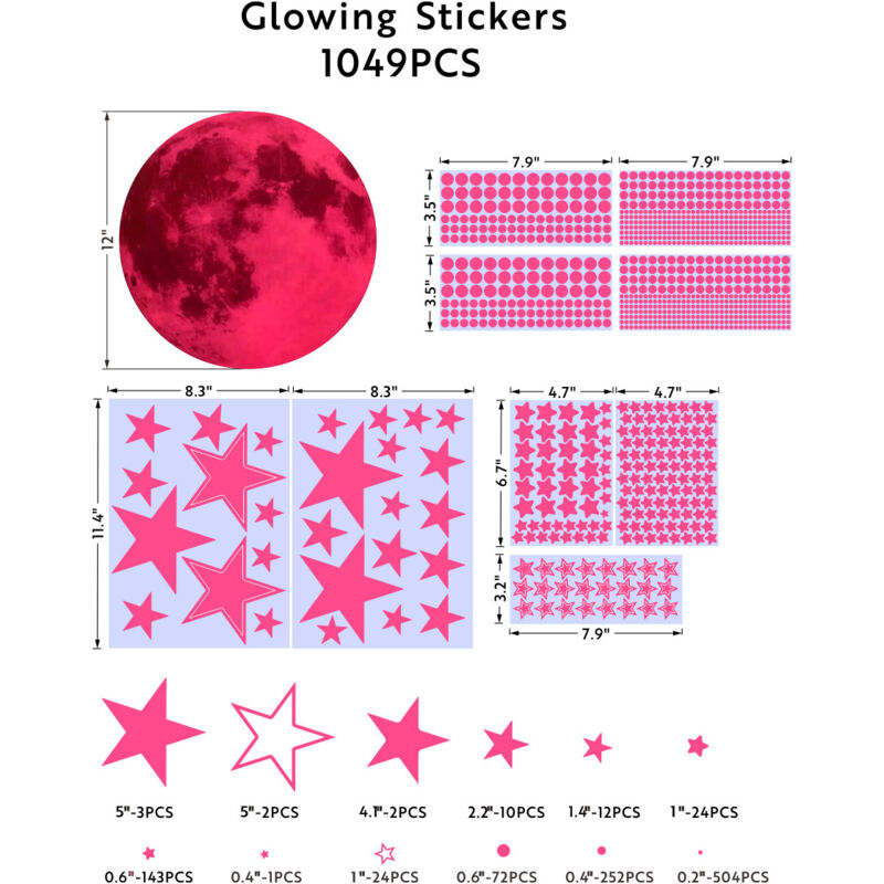 498 Pièces Étoiles Phosphorescentes Plafond + Lune - Stickers Muraux Enfants Chambre Bébé Fille Garçon