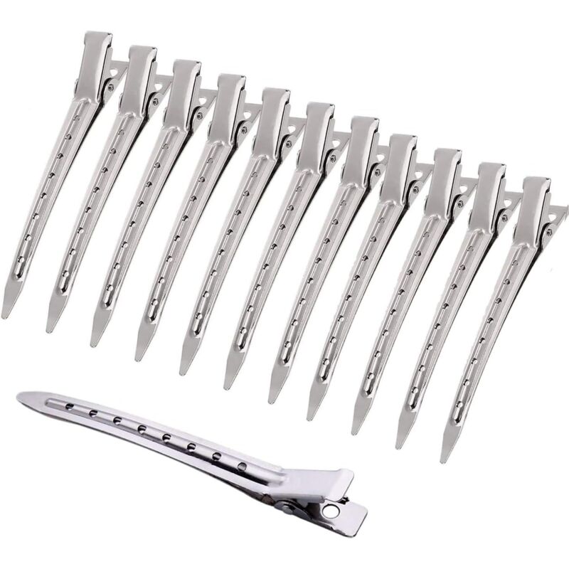12 Mini Pinces à Cheveux En Métal Argenté - Lot De Petites Barrettes Classiques