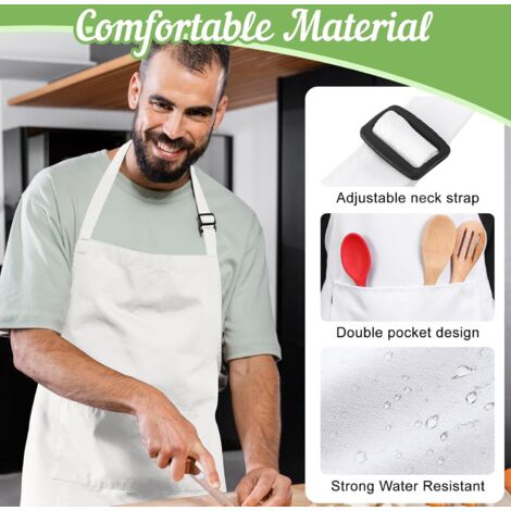 Morcheiong Ensemble Tablier Et Toque De Chef Pour Enfants – Réglable, Avec 2 Grandes Poches, Idéal Pour Cuisine, Pâtisserie Et Peinture (Blanc, Taille 46x61cm)