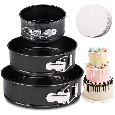 Set 3 moules gâteau fond amovible acier noir (1/5)