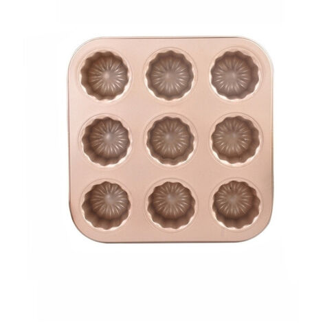 Moule gâteau acier carbone 9 cavités rose doré (1/4)