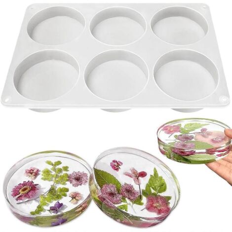 Moule silicone dessous verre rond bricolage blanc