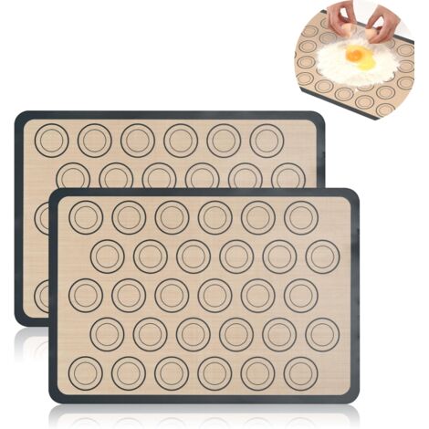 Set 2 tapis silicone macarons motif cercle gris beige (1/5)
