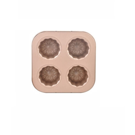 Moule gâteau acier carbone 4 cavités rose doré (1/5)