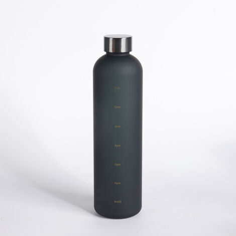 Bouteille d'eau 1L avec marqueur de temps 32 OZ Fitness Sports Outdoor Noir mat (1/5)