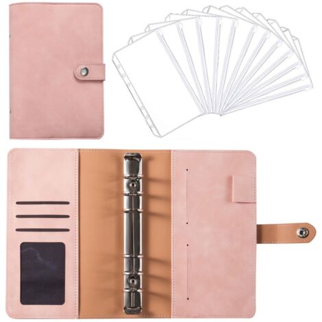 Classeur pour carnet de notes, planificateur de budget, couverture de classeur avec pochette de classeur de 12 paquets, enveloppes de budget personnel, système de classeur à 6 trous
