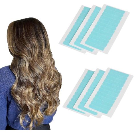 Ruban adhésif double face pour extensions de cheveux, ruban adhésif double face résistant à l'eau, 4 cm x 0,8 cm, vert cheveux, 120 pièces (1/3)