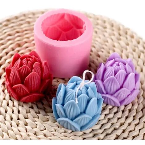 Moule en silicone en forme de lotus - Moule pour bougies en stéarine rose (1/5)