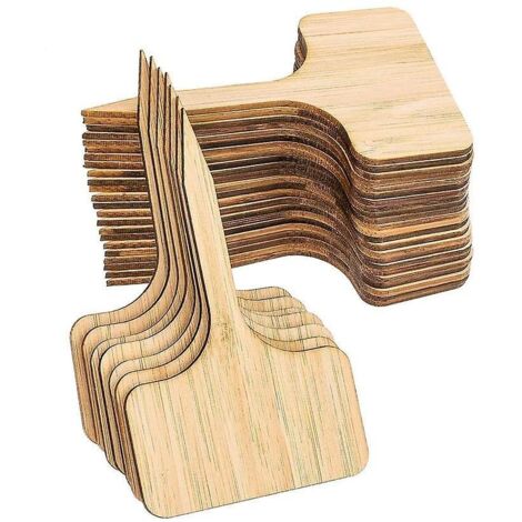 Lot de 50 étiquettes en bambou à coller en forme de T pour plantes (1/3)