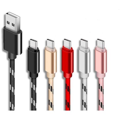 Lot de 5 câbles de chargement tressés de 2 m, câble de transfert de données USB de type C (1/5)