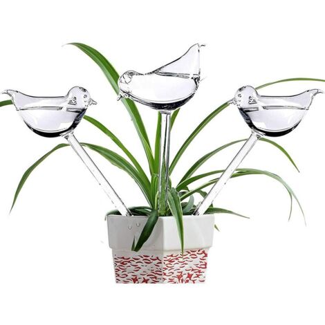 Lot de 6 globes d'arrosage en PVC avec pointes d'arrosage automatique en forme d'oiseau pour plantes d'intérieur et d'extérieur (1/4)