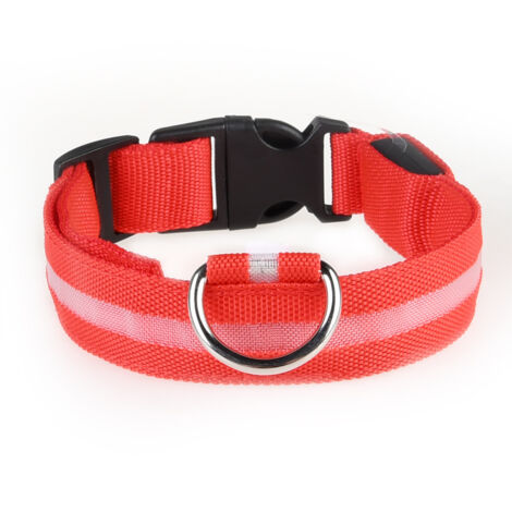 Collier LED rechargeable par USB pour chien de compagnie, clignotant, lumineux, sécurité, lumière en nylon (1/4)
