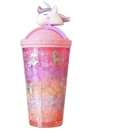 Gobelet à glace licorne dégradé avec paille en forme de cœur pour fille (1/2)
