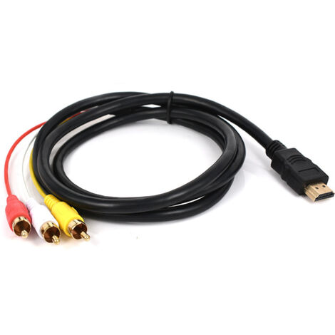 Câble HDMI vers 3RCA rouge blanc et jaune décodeur TV câble de connexion de données 1,5 mètres HDMI vers AV (1/5)