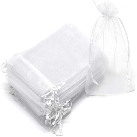 Petit sac cadeau à cordon avec organza gris 100 pièces, 7x9cm (1/2)