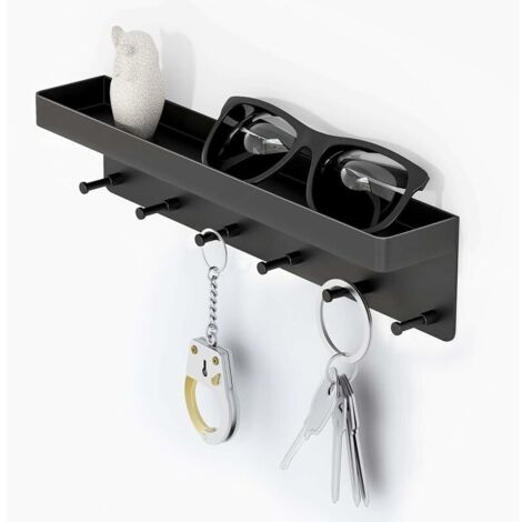 Porte cle Mural en Métal avec de Rangement Porte Clé Maison Polyvalente pour Revue Mural, la Cuisine ou Le Bureau un et Range Courrier Mural– avec 6 Crochets (1/5)