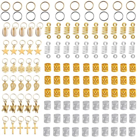 Anneau d'extension de cheveux à ressort 150 pièces, ensemble de bijoux pour dreadlocks (1/5)