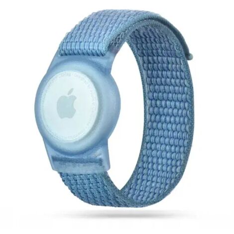 Brassard de protection AirTag en nylon pour enfants Bleu (1/4)