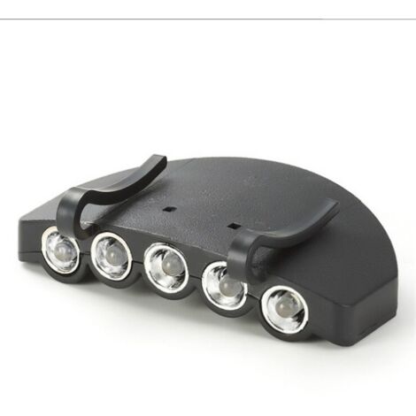 Lampe de chapeau à clip 5 LED pour pêche de nuit avec batterie (1/2)