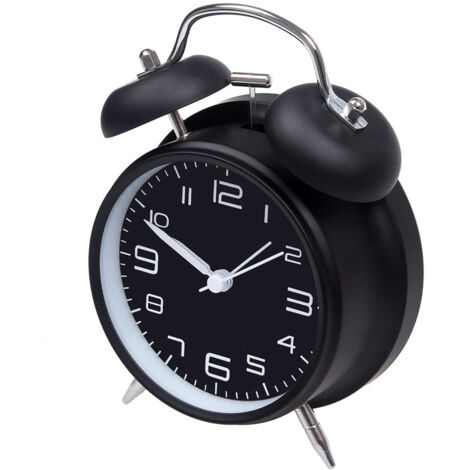 Réveil à Double cloche créatif classique silencieux pour étudiant, double cloche forte, horloge numérique 3D (1/5)