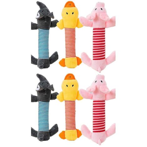 Lot de 6 jouets à mâcher pour chien en peluche couinante, mignons pour les petits et grands chiens qui font leurs dents (1/3)
