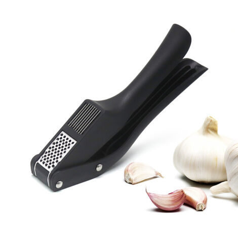 Presse Ail, Hachoir et Trancheuse Ail Professionnel 2 en 1, Facile à Nettoyer, Acier Inoxydable, Prend Charge Jus Gingembre, Ecrase Ail avec Poignée Antidérapante pour Restaurant Maison Cuisine noir (1/4)