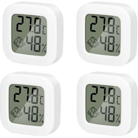 4 Pack Thermometre Interieur Mini Thermomètre Hygrometre Haute Précision Température Hygromètre Moniteur avec Air icône Confortable pour Cuisine Chambre de Bébé Serre Entrepôt Burea (1/5)