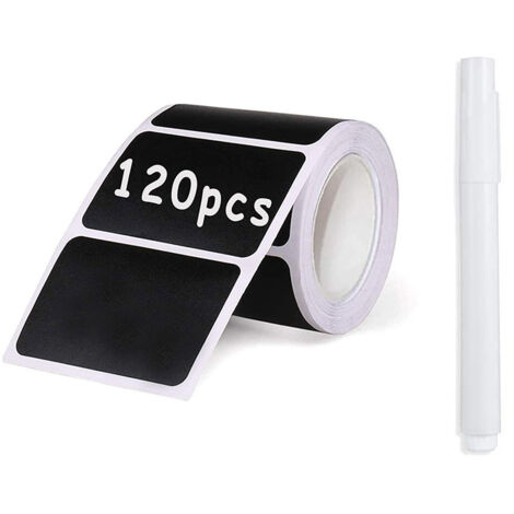 Rouleau d'autocollants imperméables en PVC réutilisables pour tableau noir, étiquettes de rangement pour la cuisine, 120 pièces/rouleau (1/5)