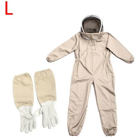 Vêtements D'apiculture Avec Des Gants, Combinaison D'apiculteur En Coton Naturel Avec Voile D'escrime Unisexe (L) (1/5)