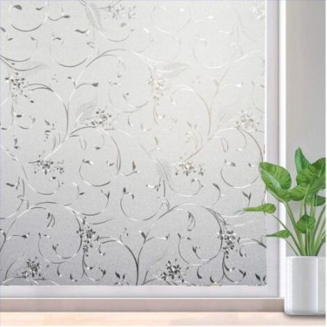 Film de confidentialité autocollant 60 x 200 cm - Film de confidentialité opaque - Film de verre dépoli - Adhésif statique - Film décoratif anti-UV avec motif de vigne - Pour salle de bain, salon (1/5)