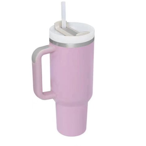 Gobelet isotherme en acier inoxydable de 40 oz - Gobelet de voyage d'aventure avec poignée, paille et couvercle (1/4)