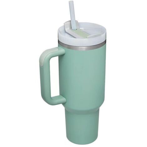 Gobelet isotherme en acier inoxydable de qualité supérieure de 40 oz - avec poignée, paille et couvercle (1/4)